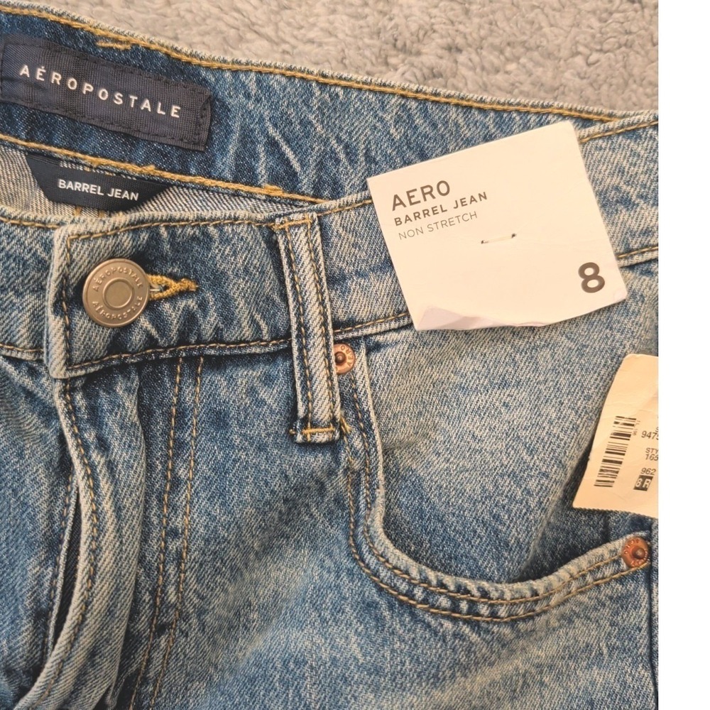 Aeropostale Barrel Blue Jean Womens Size 8 (Act 32x37) Wide Leg Denim NWT - Picture 6 of 8